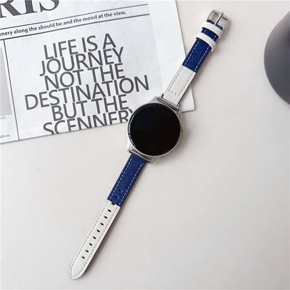 For Huawei Watch GT 4 41mm / Garmin Venu 3S Strap 18mm Denim+PU Leather Watch Band