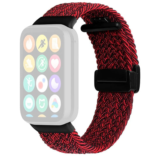 For Xiaomi Smart Band 8 Pro / Redmi Watch 4 Nylon Braided Band Magnetic Buckle Watch Strap+Red