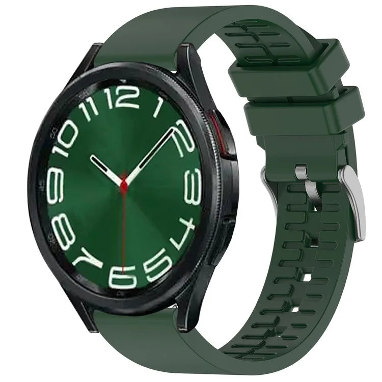 For Samsung Galaxy Watch6 Classic / Watch 5 / Garmin vivoactive 5 Wrist Band 20mm Fluorine Rubber Strapish Green