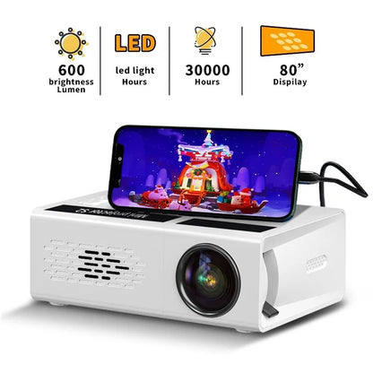 S2 Portable LED Projector 1080P HD Clear 600 Lumen Mini Home Theater Media Player