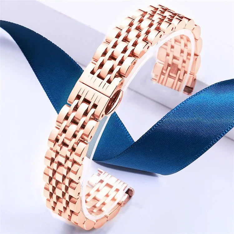 For Garmin Lily 2 Watch Band 7-Beads 14mm Stainless Steel Replacement Strap