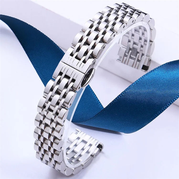 For Garmin Lily 2 Watch Band 7-Beads 14mm Stainless Steel Replacement Strap