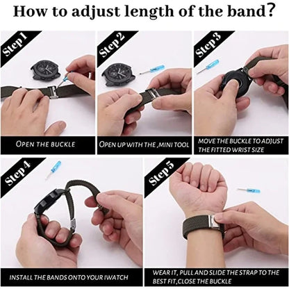 For Samsung Galaxy Watch4 / Watch 5 / Watch6 Classic Series Watch Band Nylon Braided Watch Strap