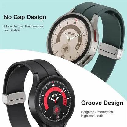 For Samsung Galaxy Watch4  /  Watch 5  /  Watch6 Wrist Strap Soft Silicone Watch Band with Magnetic Buckle