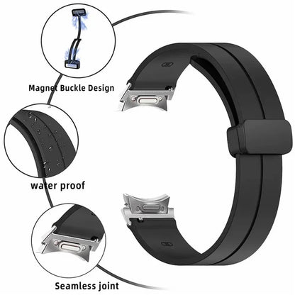 For Samsung Galaxy Watch4  /  Watch 5  /  Watch6 Wrist Strap Soft Silicone Watch Band with Magnetic Buckle