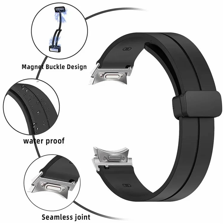 For Samsung Galaxy Watch4  /  Watch 5  /  Watch6 Wrist Strap Soft Silicone Watch Band with Magnetic Buckle