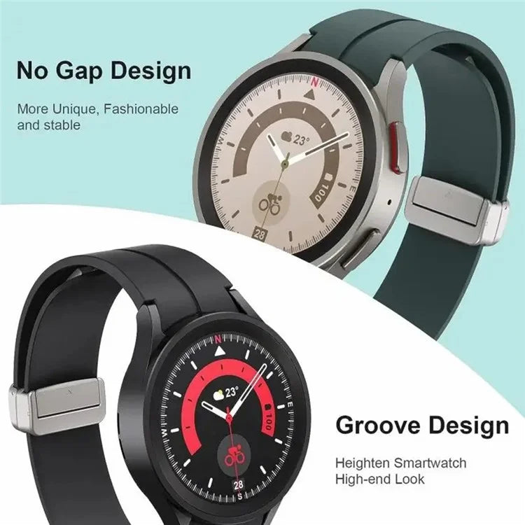 For Samsung Galaxy Watch4  /  Watch 5  /  Watch6 Wrist Strap Soft Silicone Watch Band with Magnetic Buckle