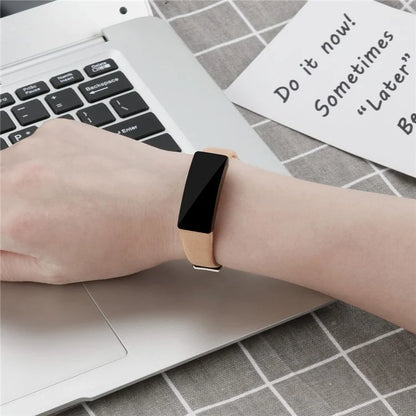 For Fitbit Inspire / Inspire HR Smart Watch Band Top-layer Cow Leather Wrist Strap