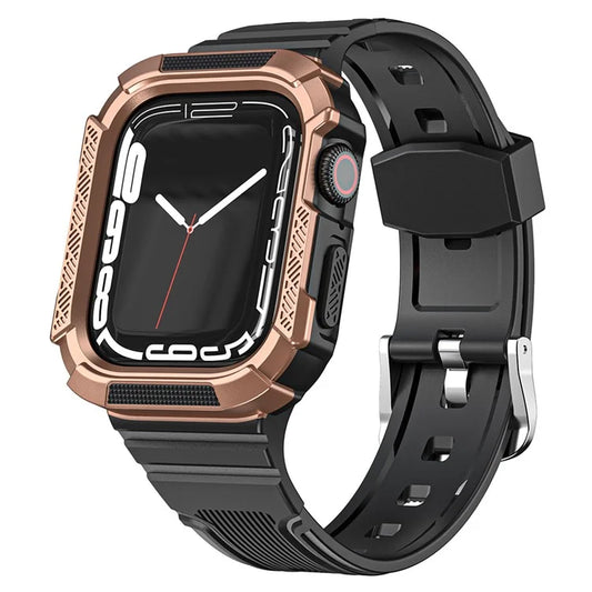 For Apple Watch Series 9 8 7 41mm / 6 5 4 SE (2023) SE (2022) SE 40mm / 3 2 1 38mm Soft TPU Strap Integrated with PC Watch Case
