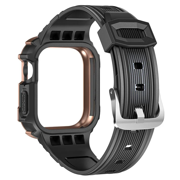 For Apple Watch Series 9 8 7 41mm / 6 5 4 SE (2023) SE (2022) SE 40mm / 3 2 1 38mm Soft TPU Strap Integrated with PC Watch Case
