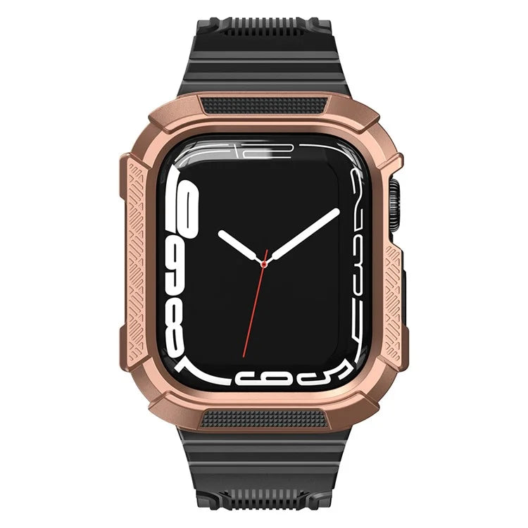For Apple Watch Series 9 8 7 41mm / 6 5 4 SE (2023) SE (2022) SE 40mm / 3 2 1 38mm Soft TPU Strap Integrated with PC Watch Case