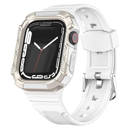 For Apple Watch Series 9 8 7 41mm / 6 5 4 SE (2023) SE (2022) SE 40mm / 3 2 1 38mm Soft TPU Strap Integrated with PC Watch Case