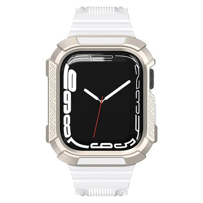 For Apple Watch Series 9 8 7 41mm / 6 5 4 SE (2023) SE (2022) SE 40mm / 3 2 1 38mm Soft TPU Strap Integrated with PC Watch Case