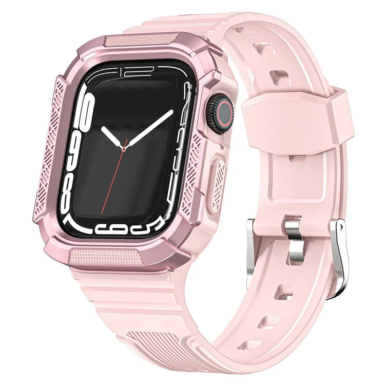 For Apple Watch Series 9 8 7 41mm / 6 5 4 SE (2023) SE (2022) SE 40mm / 3 2 1 38mm Soft TPU Strap Integrated with PC Watch Case