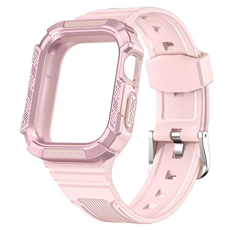 For Apple Watch Series 9 8 7 41mm / 6 5 4 SE (2023) SE (2022) SE 40mm / 3 2 1 38mm Soft TPU Strap Integrated with PC Watch Case