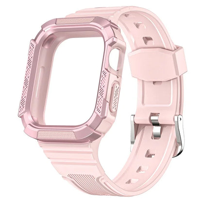 For Apple Watch Series 9 8 7 41mm / 6 5 4 SE (2023) SE (2022) SE 40mm / 3 2 1 38mm Soft TPU Strap Integrated with PC Watch Case
