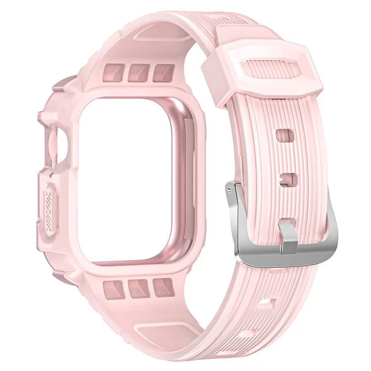 For Apple Watch Series 9 8 7 41mm / 6 5 4 SE (2023) SE (2022) SE 40mm / 3 2 1 38mm Soft TPU Strap Integrated with PC Watch Case