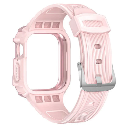 For Apple Watch Series 9 8 7 41mm / 6 5 4 SE (2023) SE (2022) SE 40mm / 3 2 1 38mm Soft TPU Strap Integrated with PC Watch Case
