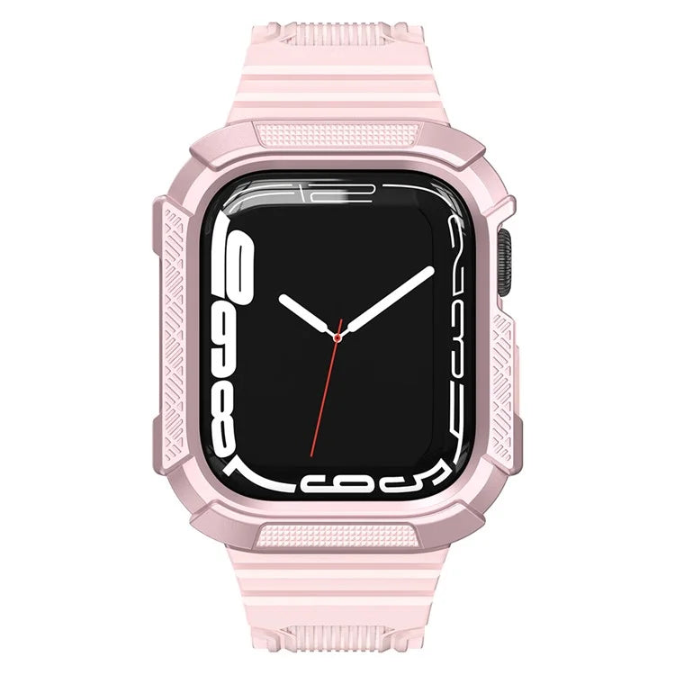 For Apple Watch Series 9 8 7 41mm / 6 5 4 SE (2023) SE (2022) SE 40mm / 3 2 1 38mm Soft TPU Strap Integrated with PC Watch Case