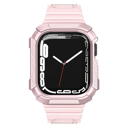For Apple Watch Series 9 8 7 41mm / 6 5 4 SE (2023) SE (2022) SE 40mm / 3 2 1 38mm Soft TPU Strap Integrated with PC Watch Case