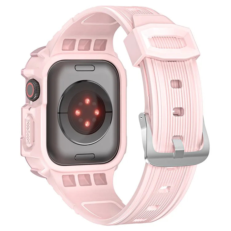 For Apple Watch Series 9 8 7 41mm / 6 5 4 SE (2023) SE (2022) SE 40mm / 3 2 1 38mm Soft TPU Strap Integrated with PC Watch Case