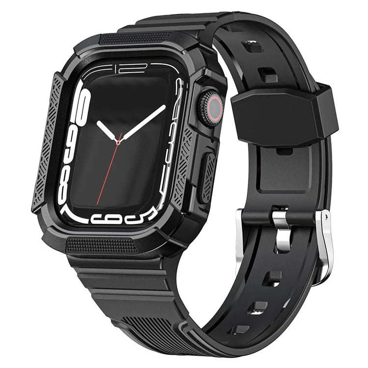For Apple Watch Series 9 8 7 41mm / 6 5 4 SE (2023) SE (2022) SE 40mm / 3 2 1 38mm Soft TPU Strap Integrated with PC Watch Case