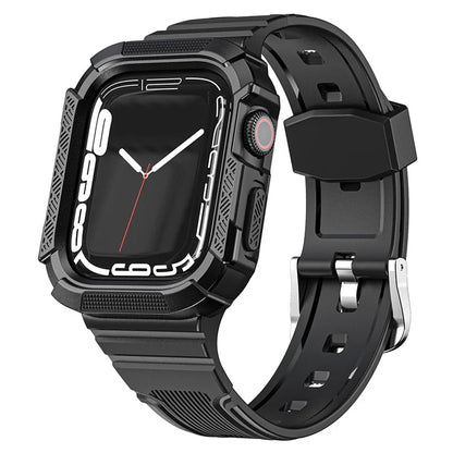 For Apple Watch Series 9 8 7 41mm / 6 5 4 SE (2023) SE (2022) SE 40mm / 3 2 1 38mm Soft TPU Strap Integrated with PC Watch Case