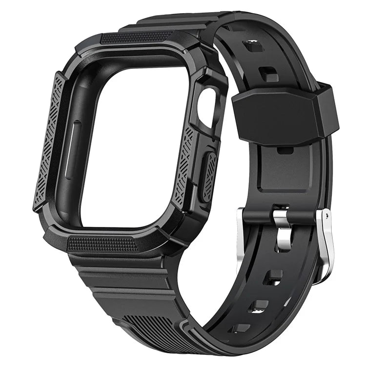 For Apple Watch Series 9 8 7 41mm / 6 5 4 SE (2023) SE (2022) SE 40mm / 3 2 1 38mm Soft TPU Strap Integrated with PC Watch Case