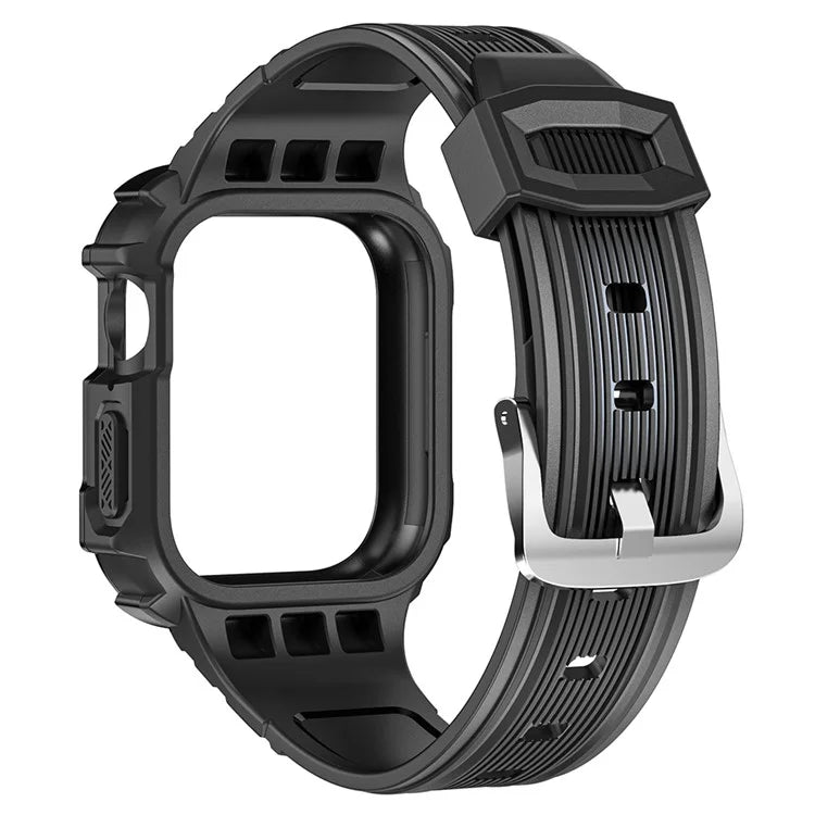 For Apple Watch Series 9 8 7 41mm / 6 5 4 SE (2023) SE (2022) SE 40mm / 3 2 1 38mm Soft TPU Strap Integrated with PC Watch Case