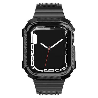 For Apple Watch Series 9 8 7 41mm / 6 5 4 SE (2023) SE (2022) SE 40mm / 3 2 1 38mm Soft TPU Strap Integrated with PC Watch Case