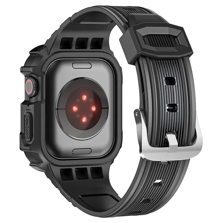 For Apple Watch Series 9 8 7 41mm / 6 5 4 SE (2023) SE (2022) SE 40mm / 3 2 1 38mm Soft TPU Strap Integrated with PC Watch Case