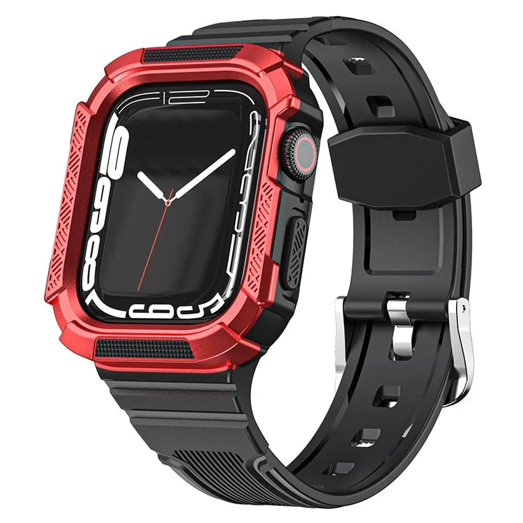 For Apple Watch Series 9 8 7 41mm / 6 5 4 SE (2023) SE (2022) SE 40mm / 3 2 1 38mm Soft TPU Strap Integrated with PC Watch Case