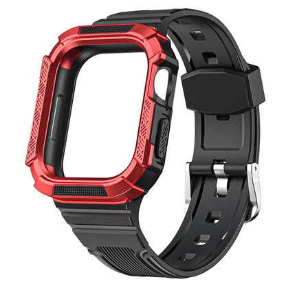 For Apple Watch Series 9 8 7 41mm / 6 5 4 SE (2023) SE (2022) SE 40mm / 3 2 1 38mm Soft TPU Strap Integrated with PC Watch Case