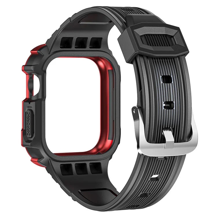 For Apple Watch Series 9 8 7 41mm / 6 5 4 SE (2023) SE (2022) SE 40mm / 3 2 1 38mm Soft TPU Strap Integrated with PC Watch Case