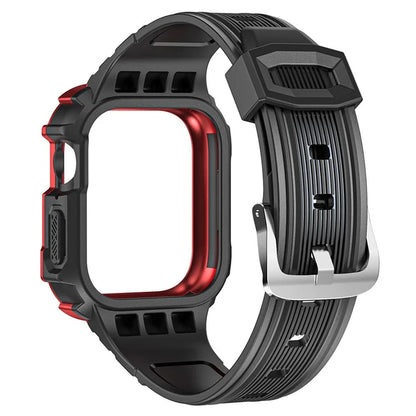 For Apple Watch Series 9 8 7 41mm / 6 5 4 SE (2023) SE (2022) SE 40mm / 3 2 1 38mm Soft TPU Strap Integrated with PC Watch Case