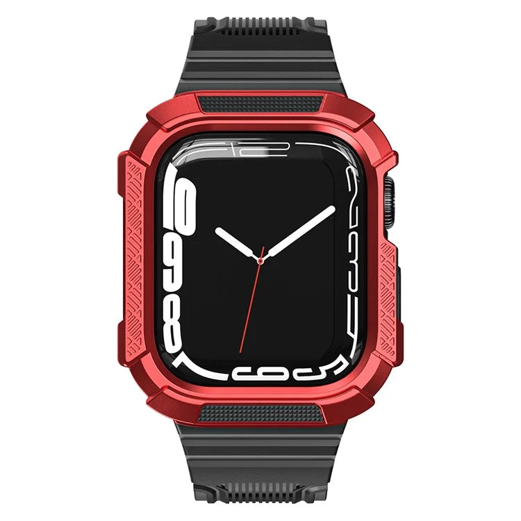 For Apple Watch Series 9 8 7 41mm / 6 5 4 SE (2023) SE (2022) SE 40mm / 3 2 1 38mm Soft TPU Strap Integrated with PC Watch Case