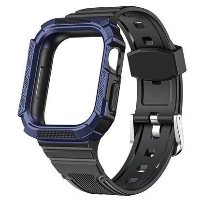 For Apple Watch Series 9 8 7 41mm / 6 5 4 SE (2023) SE (2022) SE 40mm / 3 2 1 38mm Soft TPU Strap Integrated with PC Watch Case