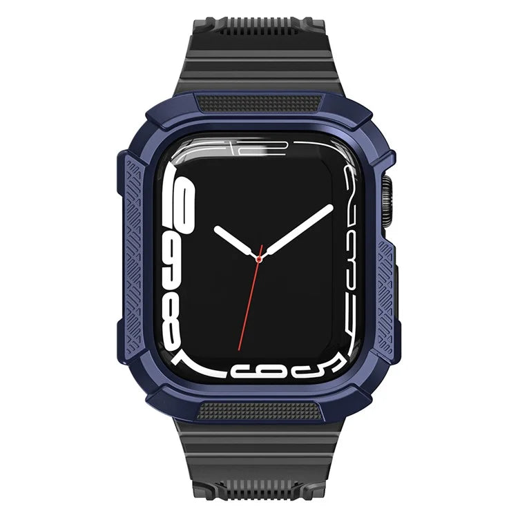 For Apple Watch Series 9 8 7 41mm / 6 5 4 SE (2023) SE (2022) SE 40mm / 3 2 1 38mm Soft TPU Strap Integrated with PC Watch Case