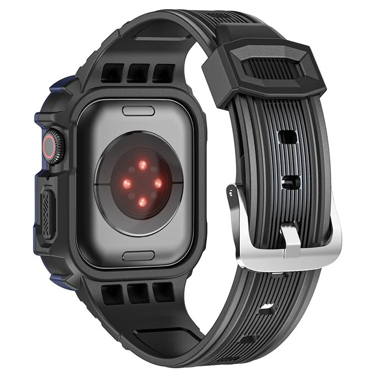 For Apple Watch Series 9 8 7 41mm / 6 5 4 SE (2023) SE (2022) SE 40mm / 3 2 1 38mm Soft TPU Strap Integrated with PC Watch Case
