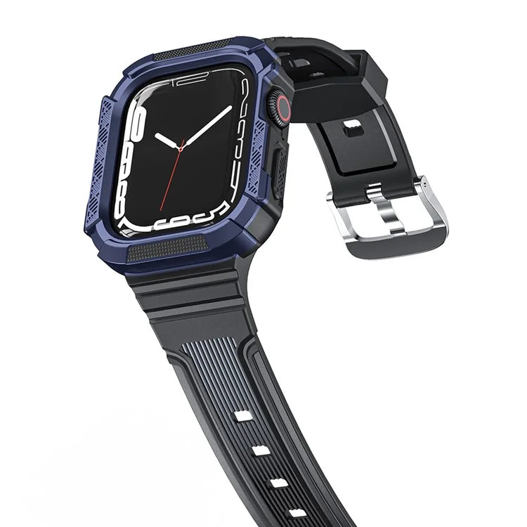 For Apple Watch Series 9 8 7 41mm / 6 5 4 SE (2023) SE (2022) SE 40mm / 3 2 1 38mm Soft TPU Strap Integrated with PC Watch Case