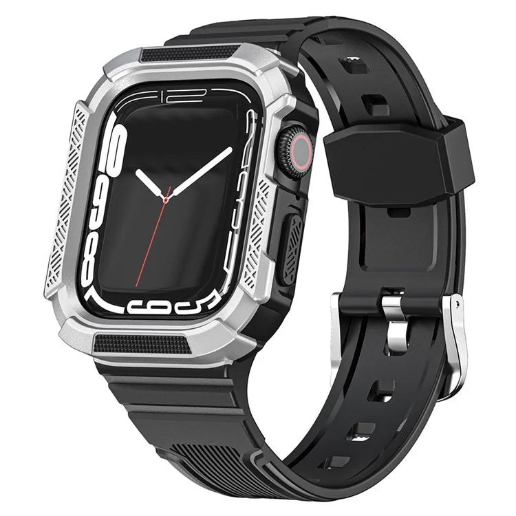 For Apple Watch Series 9 8 7 41mm / 6 5 4 SE (2023) SE (2022) SE 40mm / 3 2 1 38mm Soft TPU Strap Integrated with PC Watch Case