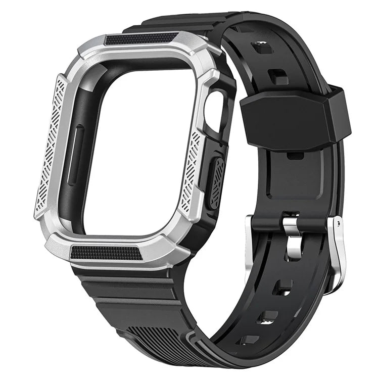 For Apple Watch Series 9 8 7 41mm / 6 5 4 SE (2023) SE (2022) SE 40mm / 3 2 1 38mm Soft TPU Strap Integrated with PC Watch Case
