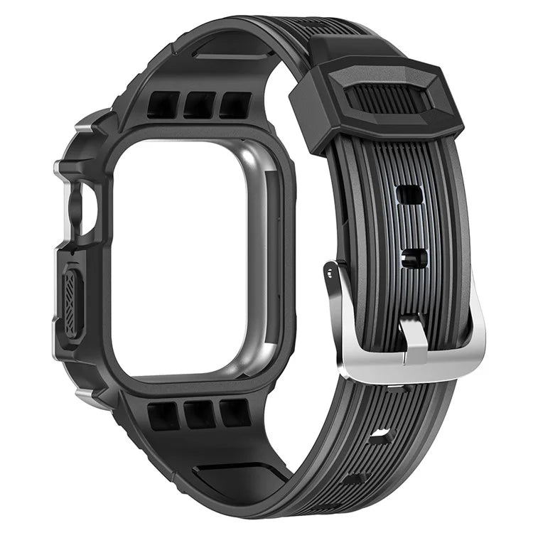 For Apple Watch Series 9 8 7 41mm / 6 5 4 SE (2023) SE (2022) SE 40mm / 3 2 1 38mm Soft TPU Strap Integrated with PC Watch Case