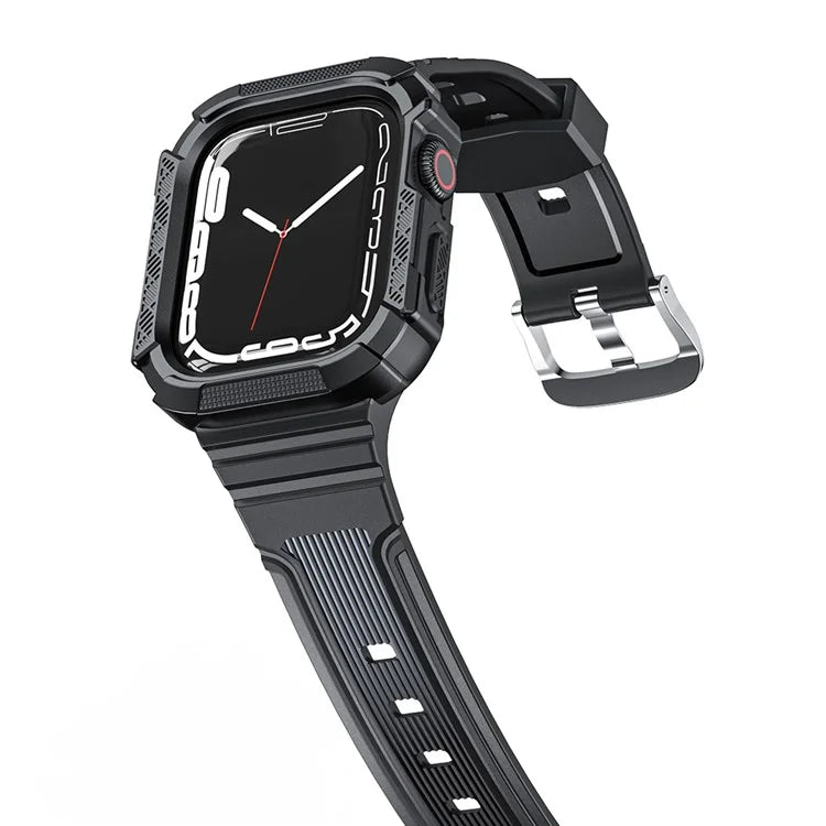 For Apple Watch Series 9 8 7 41mm / 6 5 4 SE (2023) SE (2022) SE 40mm / 3 2 1 38mm Soft TPU Strap Integrated with PC Watch Case
