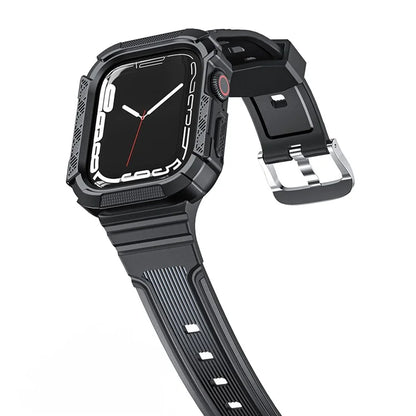 For Apple Watch Series 9 8 7 41mm / 6 5 4 SE (2023) SE (2022) SE 40mm / 3 2 1 38mm Soft TPU Strap Integrated with PC Watch Case
