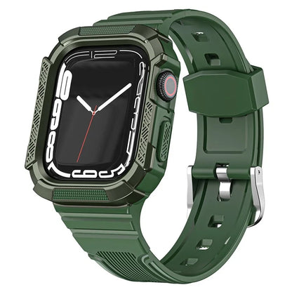 For Apple Watch Series 9 8 7 41mm / 6 5 4 SE (2023) SE (2022) SE 40mm / 3 2 1 38mm Soft TPU Strap Integrated with PC Watch Case