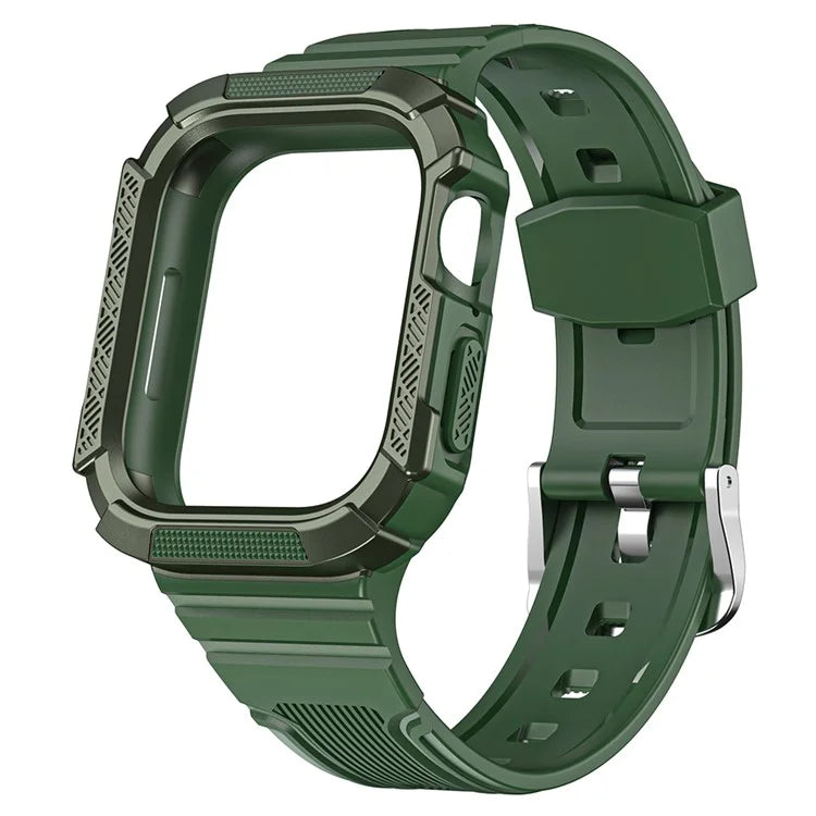 For Apple Watch Series 9 8 7 41mm / 6 5 4 SE (2023) SE (2022) SE 40mm / 3 2 1 38mm Soft TPU Strap Integrated with PC Watch Case