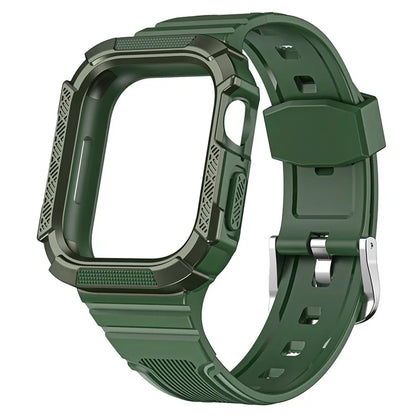 For Apple Watch Series 9 8 7 41mm / 6 5 4 SE (2023) SE (2022) SE 40mm / 3 2 1 38mm Soft TPU Strap Integrated with PC Watch Case