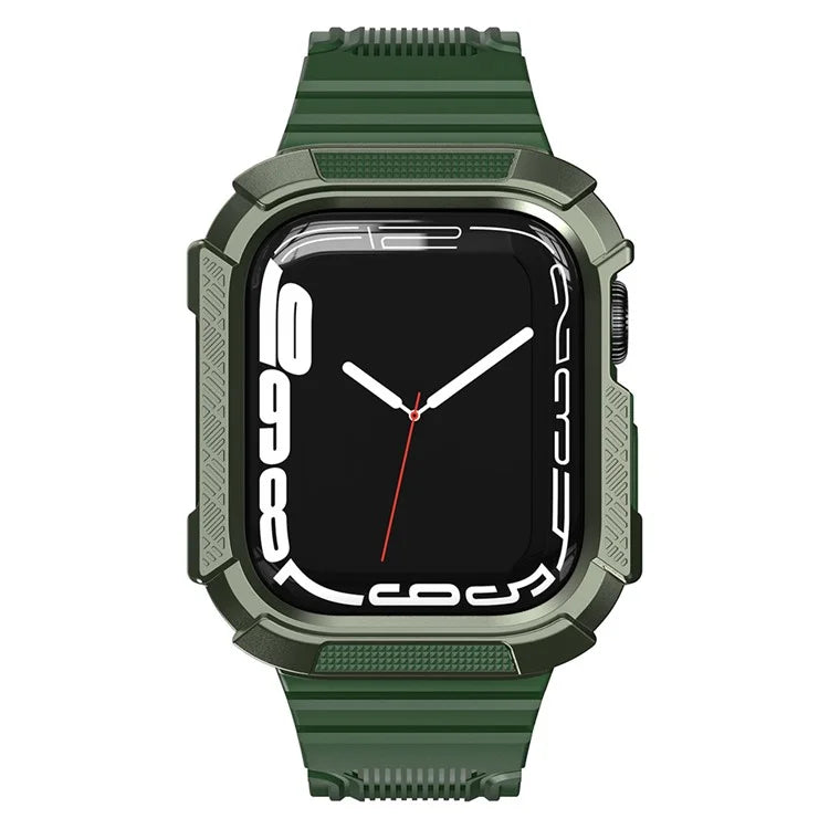 For Apple Watch Series 9 8 7 41mm / 6 5 4 SE (2023) SE (2022) SE 40mm / 3 2 1 38mm Soft TPU Strap Integrated with PC Watch Case