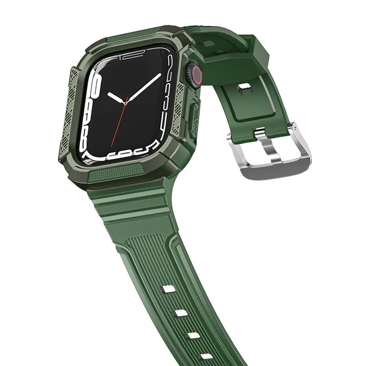 For Apple Watch Series 9 8 7 41mm / 6 5 4 SE (2023) SE (2022) SE 40mm / 3 2 1 38mm Soft TPU Strap Integrated with PC Watch Case